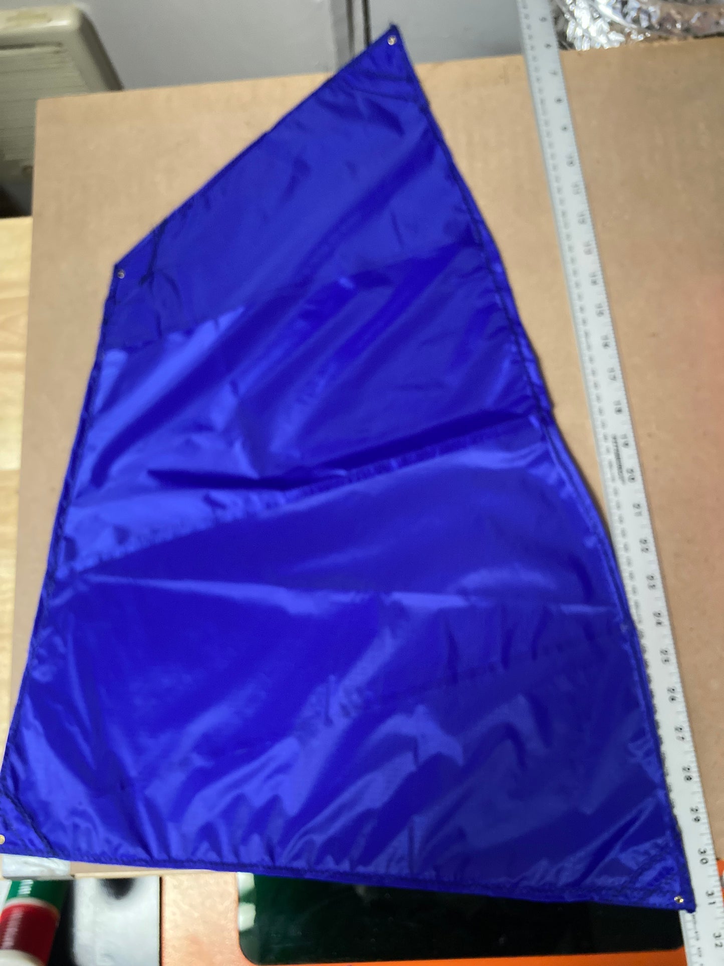 Rip Stop Blue Fabric glued and sewn