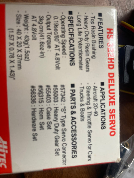 Hitec HS-322HD Servo suitable for MiniOpti Rudder